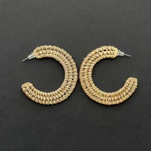Boho gold hoops - rattan design